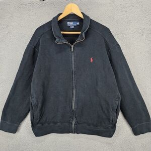 Vintage Polo Ralph Lauren Men’s XXL Black Jacket Long Sleeve Full Zip Sweater